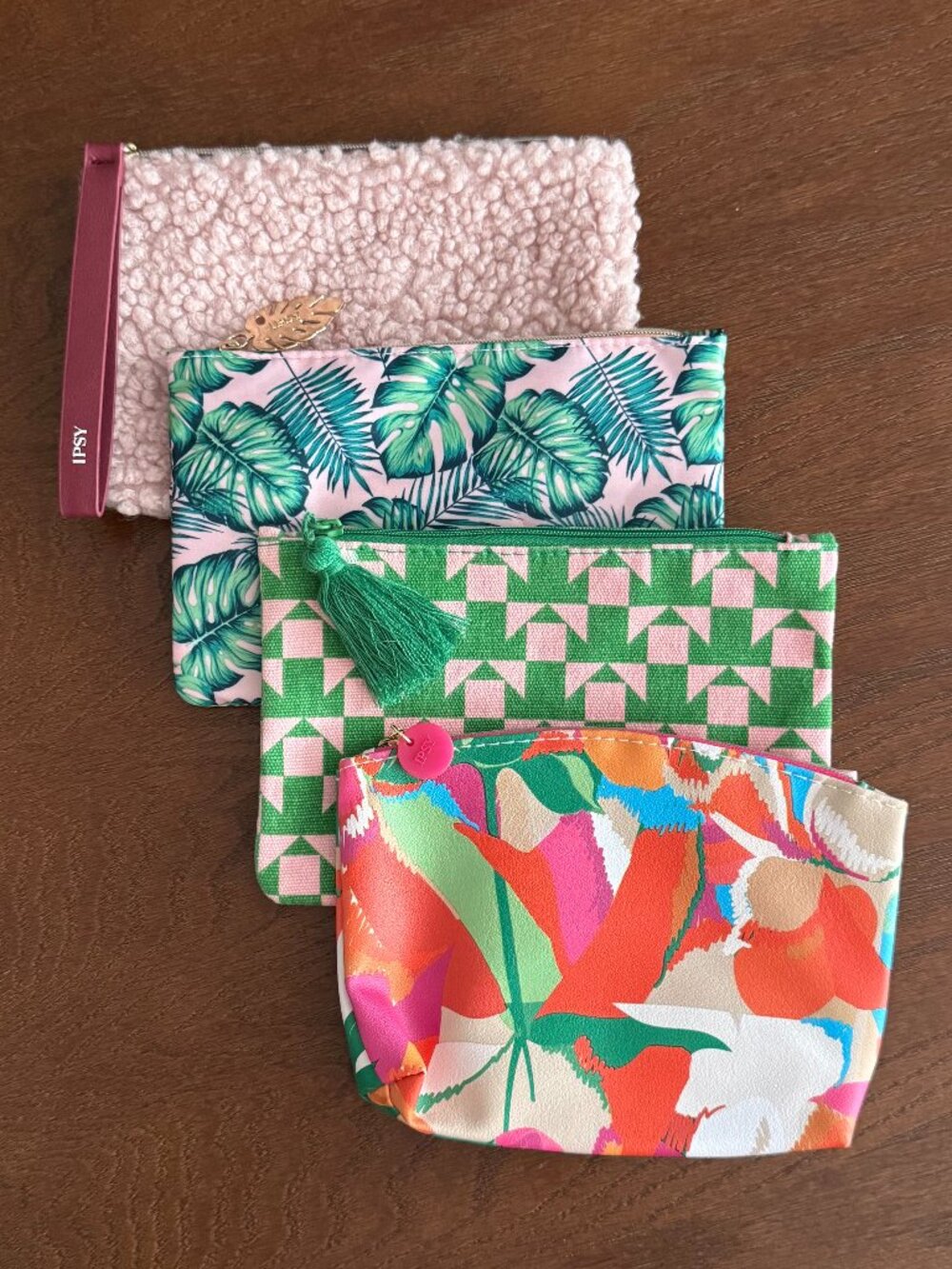 Ipsy Glam Bag Lot of 4 Tropical Floral Botanical Cosmetic Pouches